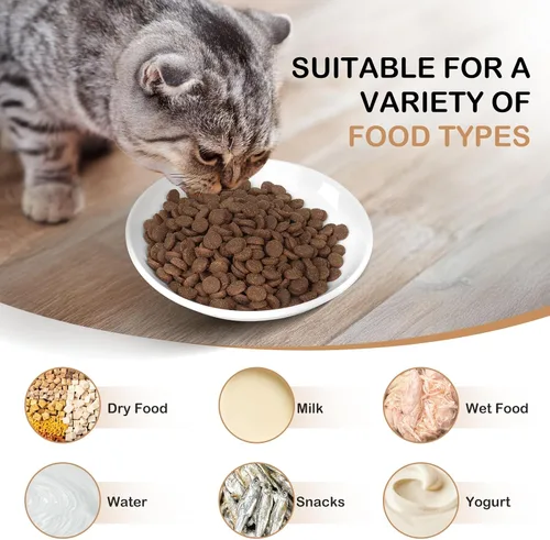 Vista 7 de TRUVIC Paquete de 4 cuencos de cerámica para gatos, platos de cerámica de 5.9 pulgadas para gatos de interior y perros pequeños, cuencos antifatiga