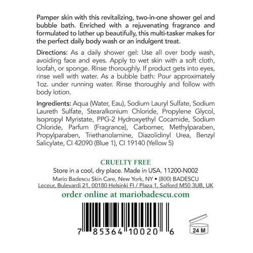 Vista 2 de Mario Badescu Seaweed Bubble Gel de baño y ducha - Gel de baño y ducha hidratante diario 2 en 1 para hombres y mujeres - Cuidado corporal