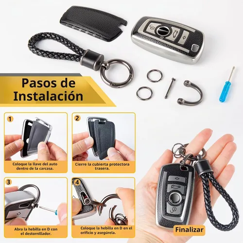 Vista 7 de Funda de llavero para BMW, accesorio de llavero de lazo trenzado