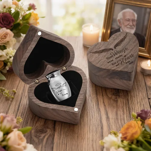 Vista 7 de SOITIS Urna de madera con forma de corazón personalizada, mini urnas para cenizas humanas de 1.2 pulgadas, pequeñas urnas para cenizas humanas