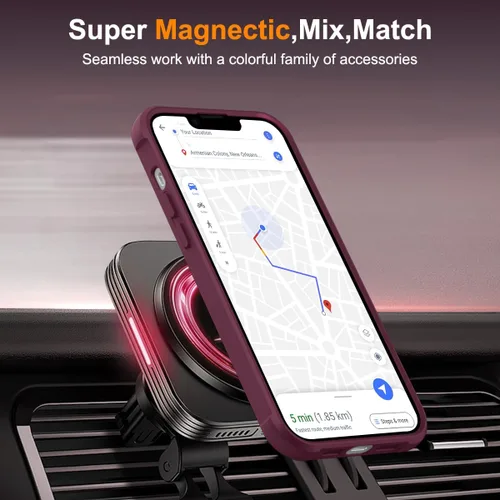 Vista 5 de Funda diseñada para iPhone 14 Plus con soporte de anillo magnético giratorio de 360° [Compatible con Mag-Safe] [Protección de Grado Militar] Fundas