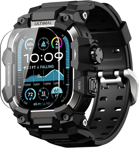 Vista 36 de ULTIMAL Funda Resistente con Correa para Apple Watch 44mm, Compatible con Apple Watch Series SE 3/SE 2/SE Generation/6/5/4, Funda Táctica Antigolpes