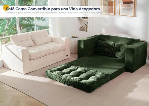 Vista 3 de MAXYOYO - Sofá cama convertible, sofá biplaza con cama extraíble, sofá cama plegable 2 en 1, sofá de piso con almohadas para sala de estar