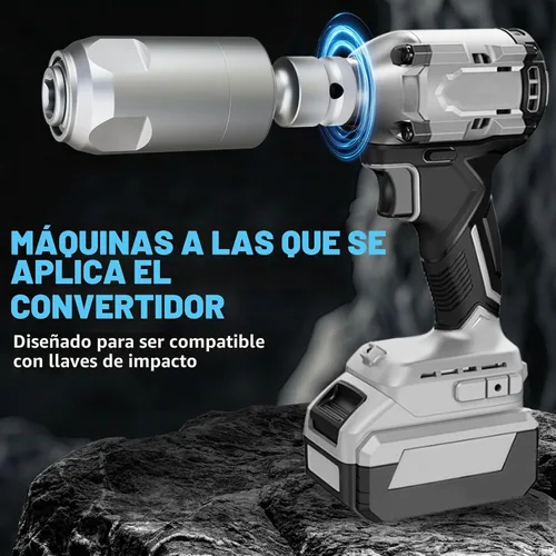 Vista 6 de GSTK Adaptador para convertir llaves de impacto en martillos eléctricos, llave eléctrica de mango cuadrado a mango cuadrado de 4 hoyos