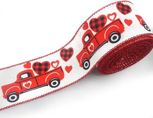 Vista 8 de Cintas de San Valentín de 12 yardas, cintas rojas y rosadas, cinta decorativa de grogrén XOXO, corazón de San Valentín, cintas de organza de 3/8