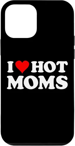 Vista 16 de Funda con texto en inglés "I Love Hot Moms Red Heart para iPhone 16