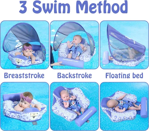 Vista 5 de HECCEI Mambobaby Flotador con toldo, añade cola, flotador para bebé edición de lujo