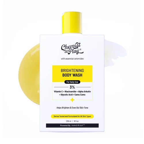 Vista 9 de Chemist at Play Gel de ducha exfoliante suave al 1% de ácido salicílico, sin parabenos ni SLS, evita el acné corporal, la piel rugosa y limpia
