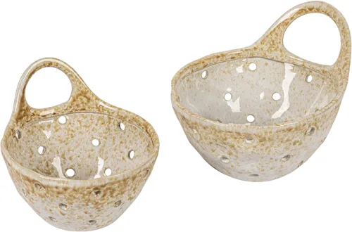 Vista 13 de Creative Co-Op Juego de 2 coladores de gres crema