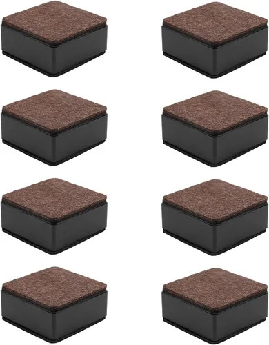 Vista 5 de Muretnze - 8 elevadores de cama autoadhesivos negros para muebles, cuadrados de acero al carbono resistente, elevadores de sofá que añaden 1.181 in