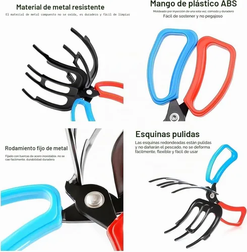 Vista 3 de Pinza de peces de 3 garras, alicates de pesca de metal multifuncionales, herramienta antideslizante para capturar peces, accesorios de pesca ligeros