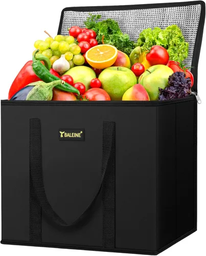 Vista 52 de BALEINE 1 paquete de bolsas reutilizables para comestibles, bolsas de compras plegables para comestibles con parte inferior reforzada y asas Follaje