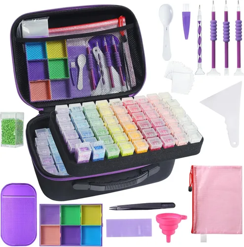 Vista 10 de Douorgan Contenedores de Almacenamiento de Pintura de Diamante Accesorios y Herramientas Organizador Portátil de Pintura de Diamante Estuche
