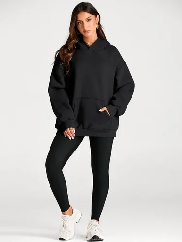 Vista 142 de Trendy Queen - Sudaderas extragrandes con capucha para mujer, suéteres de manga larga, sin botones, de vellón, de otoño, ropa de invierno