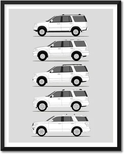 Vista 20 de Idea Network Póster hecho a mano compatible con Ford Print Wall Art Decoración hecha a mano de lo mejor de las generaciones de Ford, Historia Ford