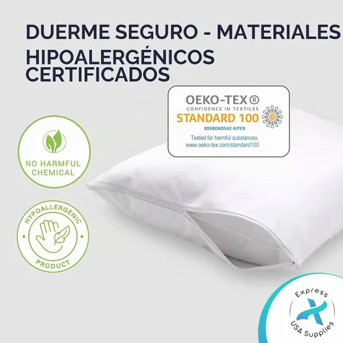 Vista 7 de Juego de 2 protectores de almohada impermeables estándar/Queen, equilibrio de temperatura, recomendado por alergólogos, protectores transpirables