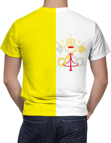 Vista 2 de Camisa con bandera de la ciudad del Vaticano, escudo de armas, bandera patriótica, camiseta con emblema de campo, camisa de la ciudad del Vaticano