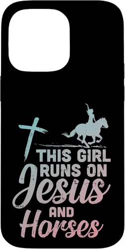 Vista 21 de Funda de regalo para iPhone 16 Girl Runs Jesus Horses Christian Horseback Equestre