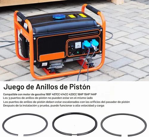 Vista 3 de Juego de anillos de pistón de motor estándar para motor de gasolina 190F 407CC 414CC 420CC Accesorios