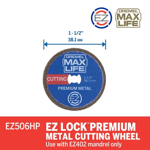 Vista 2 de Dremel Max Life EZ506HP Rueda de Corte de Metal Premium de Alto Rendimiento de 1-12" (38.1mm), Azul