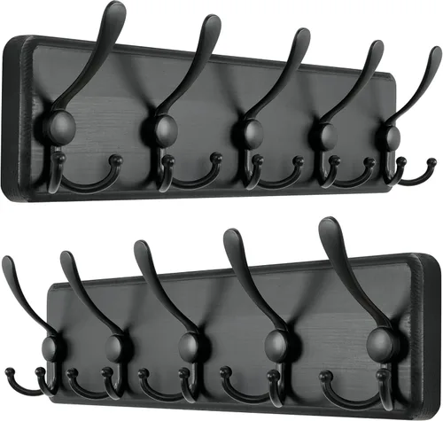 Vista 39 de Dseap Perchero de Pared Montado - 5 Ganchos Triangulares, Resistente, Perchero de Pared de Madera para Abriggos, Sombreros, Chaquetas, Ropa, Negro