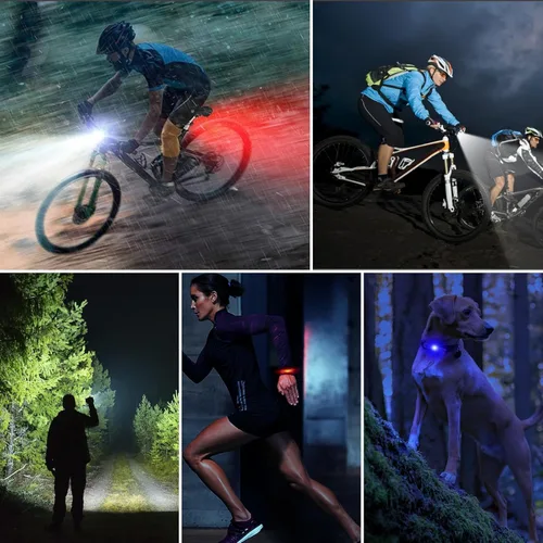 Vista 8 de BORUiT Bike Lights for Night Riding, Bicycle Light Front Headlight and Back Taillight with 8+5 Light Modes, USB Rechargeable Bright Bike Headlights
