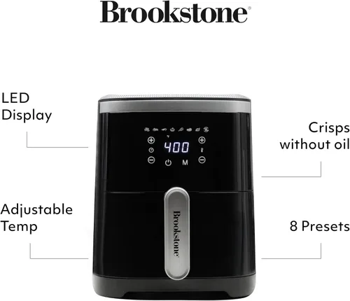 Vista 8 de Freidora de aire Brookstone – 4.5 QT, freidora de gran capacidad de 1300W con pantalla LED, 8 ajustes preestablecidos, temperatura ajustable