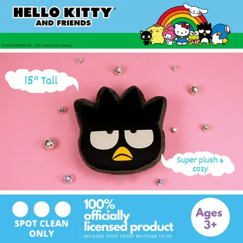 Vista 3 de Hello Kitty & Friends Badtz Maru Ropa de Cama Almohada Decorativa de Felpa Súper Suave, Talla Única, (Producto 100% Oficialmente Licenciado) por