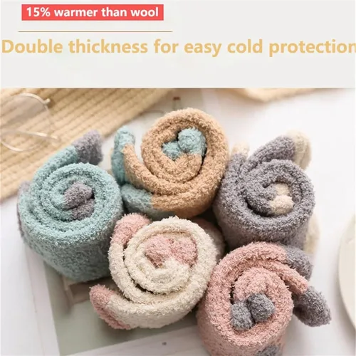 Vista 7 de TRENIS Winter Socks Colorful Sock Thickened Insulation Home Socks Minimalist Floor SocKs Sleep SockS