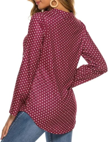 Vista 5 de Halife Blusa tipo túnica con cuello en V y manga 34 enrollable, estampado floral, para mujer