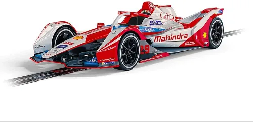 Vista 5 de Scalextric Fomula E Spark SRT05e Mahindra Racing 1:32 Slot Race Car C4285, rojo y gris