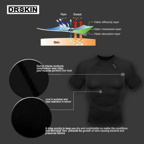 Vista 7 de DRSKIN 4, 3 or 1 Pack Men's Compression Shirt Short Sleeve Top Baselayer Sports T-Shirt Athletic Running Active Workout