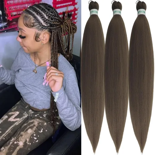 Vista 121 de Cabello trenzado para niños preestirado de 16 pulgadas, color negro para niños, trenzas sin nudos