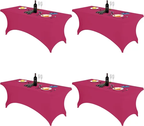 Vista 96 de FORLIFE - Funda de mesa de elastano, mantel ajustado de 4 pies para mesas rectangulares, funda elástica para patio, universal para bodas, banquetes