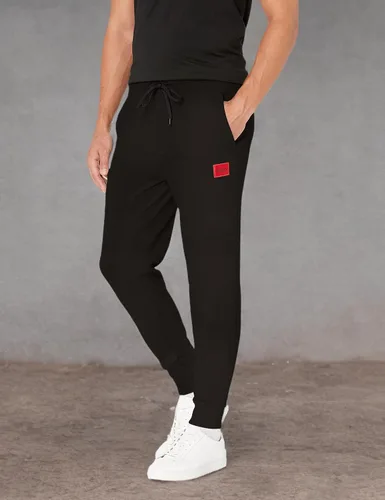 Vista 3 de HUGO Pantalones Deportivos de Jersey con Logo Cuadrado y Cordón para Hombre de Ajuste Regular