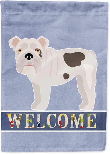 Vista 131 de Caroline's Treasures CK3645GF Bandera de bienvenida de bulldog inglés para jardín, bandera decorativa para patio exterior, obras de arte de patio