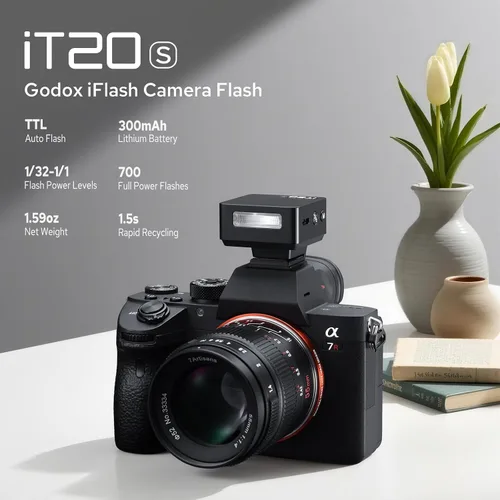Vista 2 de Godox iT20 iT20-S Flash para Sony, Mini TTL Flash con Pantalla Intuitiva, Reciclaje de 1.5s, 700 Destellos de Potencia Completa, Carga USB-C
