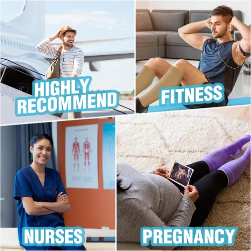 Vista 6 de FuelMeFoot Calcetines de compresión para hombres y mujeres de 20-30 mmHg-Calcetines de apoyo graduados para enfermeras de fútbol y correr