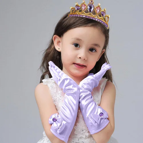 Vista 2 de Accesorios de disfraz para niñas, accesorios de disfraz de princesa Rapunzel para niñas, collar de corona de Rapunzel, pulsera, guantes, anillos
