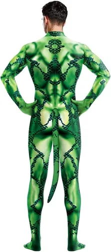 Vista 73 de Disfraz de animal para hombre con estampado de cola grande, overol peludo de elastano para cosplay, fiesta de Halloween