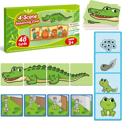 Vista 9 de Kasfalci Tarjetas de secuenciación, juego de secuencia para niños, materiales de terapia del habla para autismo, mejorar la narración de historias