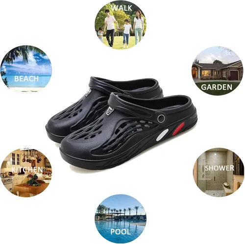 Vista 7 de CYian Zuecos clásicos para hombre y mujer, ligeros, sin cordones, pantuflas de playa, zuecos de jardín