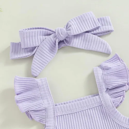 Vista 4 de Ropa de bebé recién nacida, sin mangas, con flores, enterizo, pantalones cortos, conjunto de verano