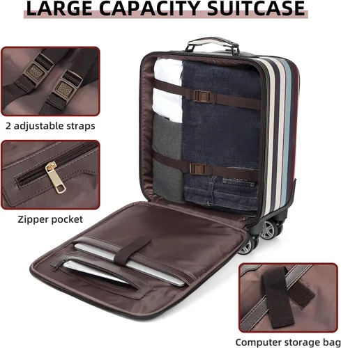 Vista 6 de LARVENDER Juego de equipaje vertical Softside 2 piezas, Azul, 34 ES
