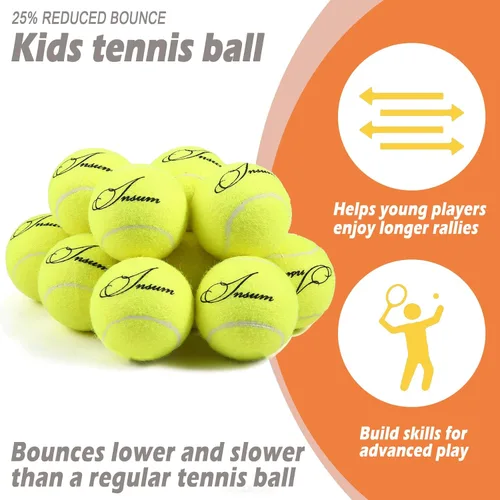 Vista 3 de INSUM Tennis Balls, 25%/50%/75% Low Pressureless Tennis Balls for Beginner Verde