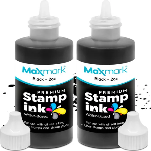 Vista 53 de MaxMark Premium - Tinta de recarga con punta de control en botella para sellos autoentintados, color negro - 1 onza