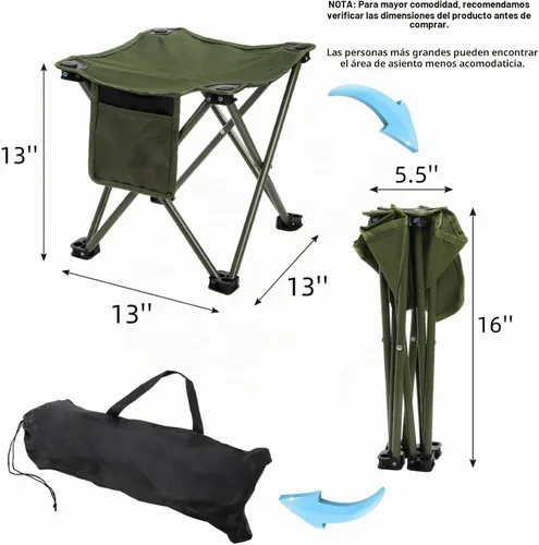 Vista 3 de Cididu Paquete de 2 taburetes de camping, silla de camping compacta portátil, taburete plegable ligero de 13 pulgadas con bolsillo lateral y bolsa
