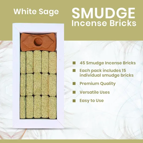 Vista 5 de Smudge - Juego de 45 ladrillos de incienso, Palo Santo, salvia blanca, sandalias Oudh para limpieza de energía negativa y protección, aromaterapia