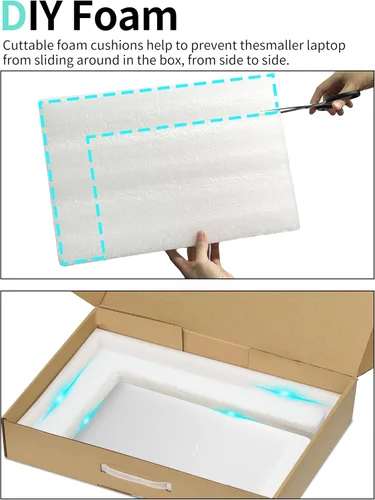 Vista 5 de ALASHI Caja de envío para laptop, espuma cortable, se adapta a 17.3 Marrón