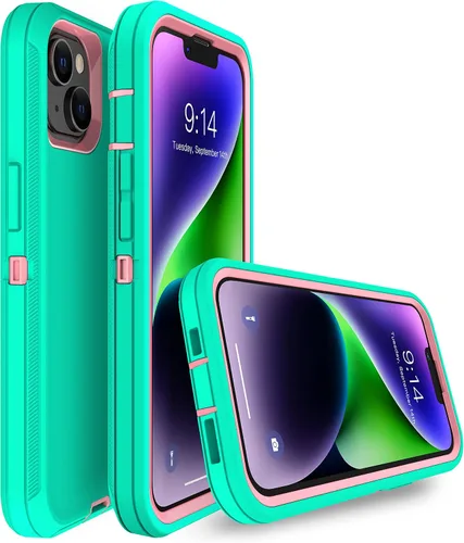 Vista 3 de MXX Funda para iPhone 13, con protector de pantalla de vidrio templado, protector de lente de cámara de 3 capas de alta resistencia, a prueba